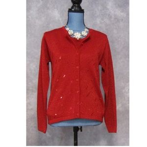 Dress Barn Red Glitter Sweater Tank Twinset Size S